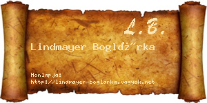 Lindmayer Boglárka névjegykártya